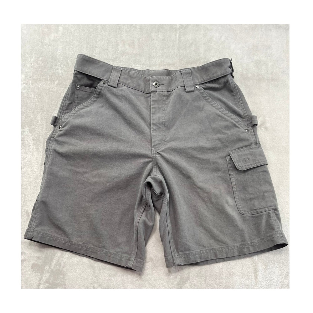Duluth Trading Cargo Short Men 38 Gray Carpenter Loop Utility Workwear Excellent